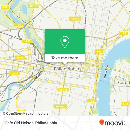 Mapa de Cafe Old Nelson, 1435 Arch St Philadelphia, PA 19102