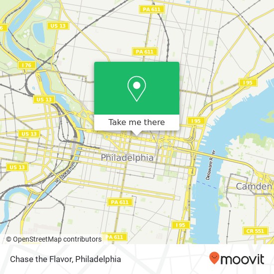 Mapa de Chase the Flavor, 1301 Vine St Philadelphia, PA 19107