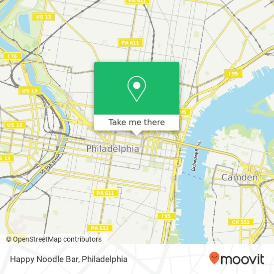 Mapa de Happy Noodle Bar, 927 Race St Philadelphia, PA 19107