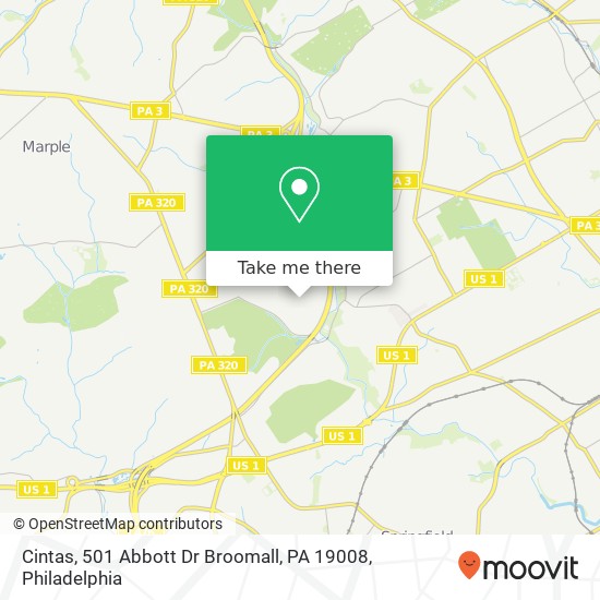 Mapa de Cintas, 501 Abbott Dr Broomall, PA 19008