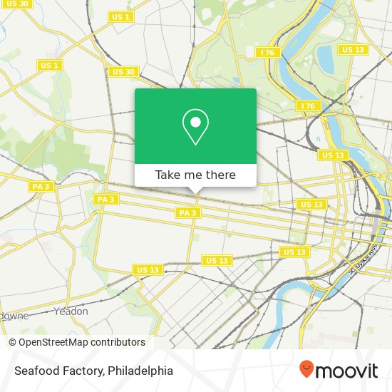 Mapa de Seafood Factory, 5209 Market St Philadelphia, PA 19139