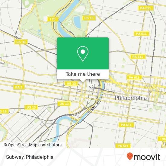 Mapa de Subway, 203 N 34th St Philadelphia, PA 19104