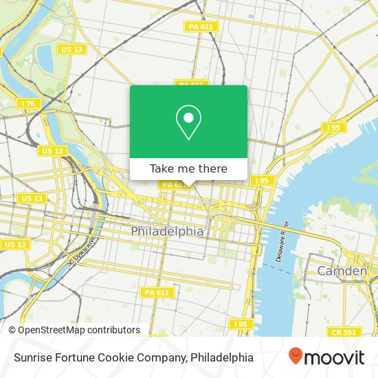 Mapa de Sunrise Fortune Cookie Company, 446 N 12th St Philadelphia, PA 19123