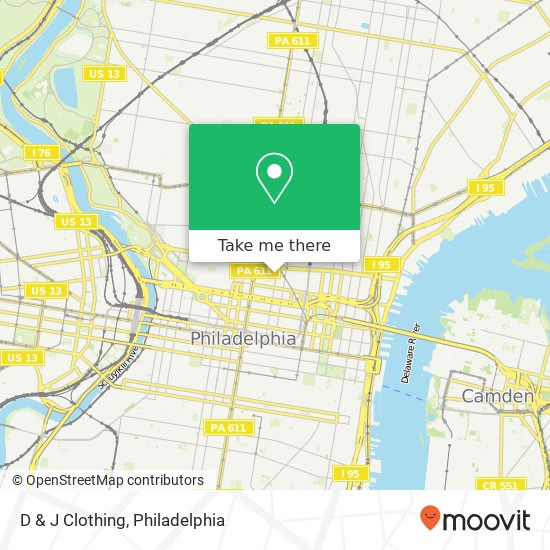 Mapa de D & J Clothing, 454 N 12th St Philadelphia, PA 19123