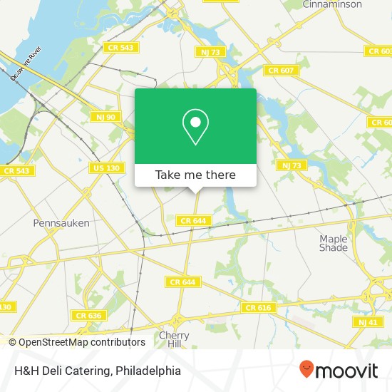 Mapa de H&H Deli Catering, 3495 Haddonfield Rd Pennsauken, NJ 08109