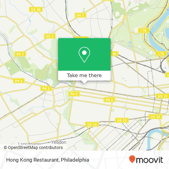 Mapa de Hong Kong Restaurant, 100 N Edgewood St Philadelphia, PA 19139