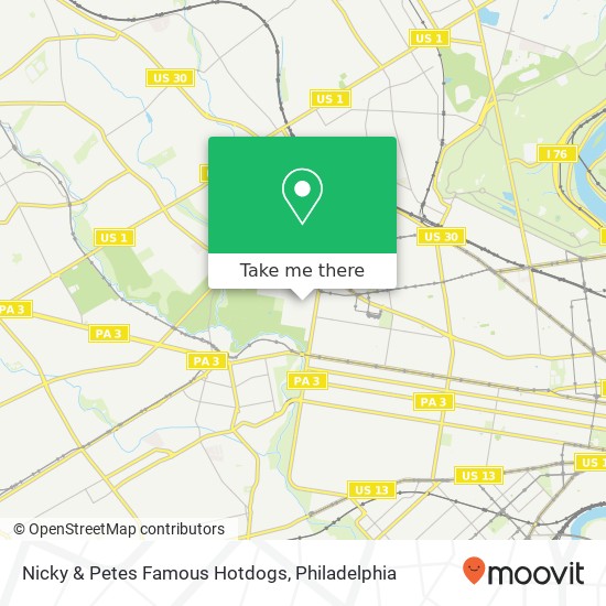 Mapa de Nicky & Petes Famous Hotdogs, 349 N 64th St Philadelphia, PA 19139