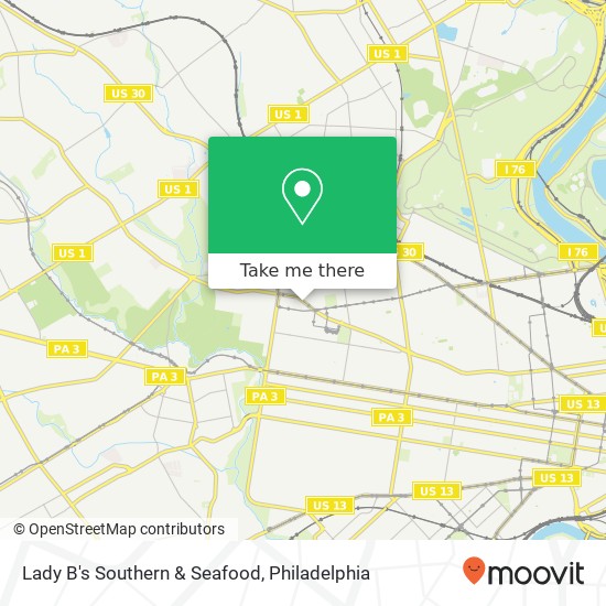 Mapa de Lady B's Southern & Seafood, 6100 Haverford Ave Philadelphia, PA 19151