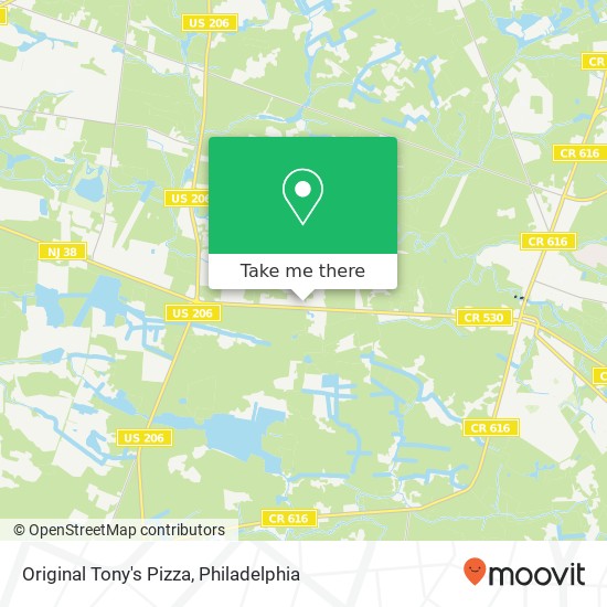 Mapa de Original Tony's Pizza, 207 Route 530 Southampton, NJ 08088