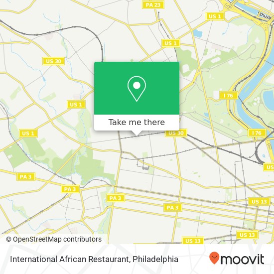 Mapa de International African Restaurant, 5924 Lansdowne Ave Philadelphia, PA 19151