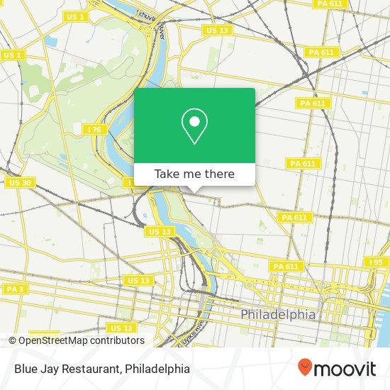 Mapa de Blue Jay Restaurant, 2900 W Girard Ave Philadelphia, PA 19130