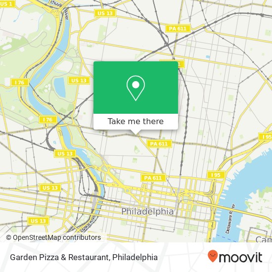 Mapa de Garden Pizza & Restaurant, 1900 W Girard Ave Philadelphia, PA 19130