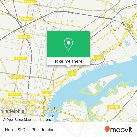 Mapa de Norris St Deli, 2601 E Norris St Philadelphia, PA 19125