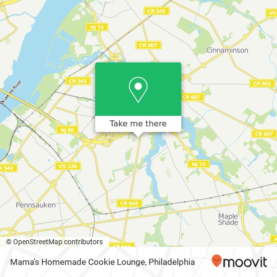 Mapa de Mama's Homemade Cookie Lounge, 2591 Haddonfield Rd Pennsauken, NJ 08110