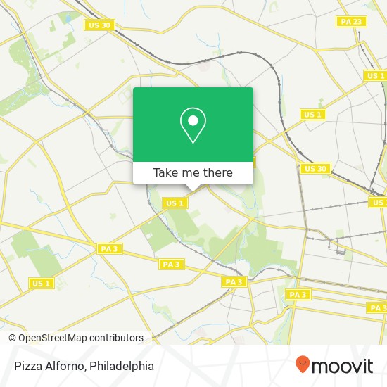 Mapa de Pizza Alforno, 7644 City Ave Philadelphia, PA 19151