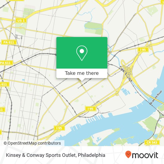 Mapa de Kinsey & Conway Sports Outlet, 3233 Amber St Philadelphia, PA 19134