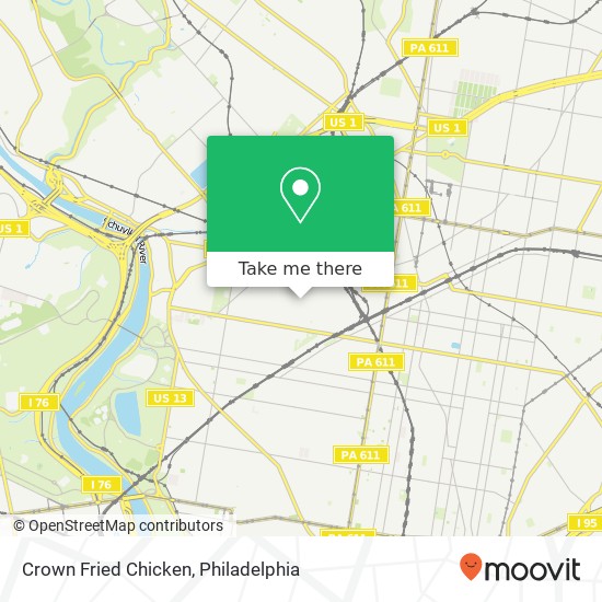 Mapa de Crown Fried Chicken, 2912 N 22nd St Philadelphia, PA 19132