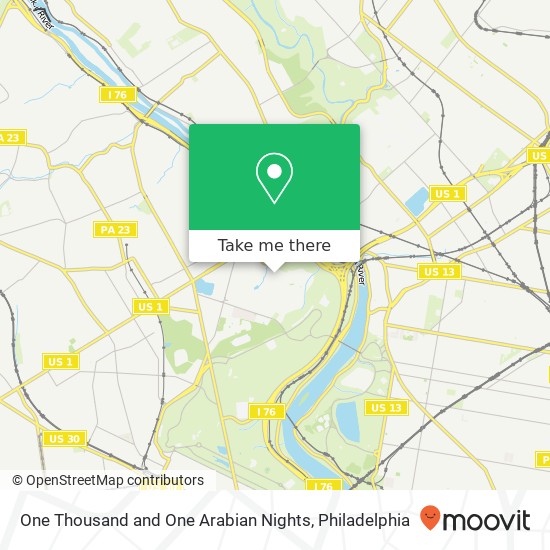 Mapa de One Thousand and One Arabian Nights, 3901 Conshohocken Ave Philadelphia, PA 19131