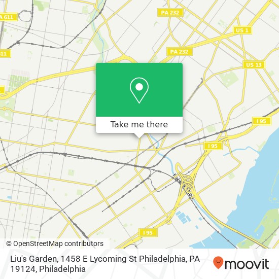 Liu's Garden, 1458 E Lycoming St Philadelphia, PA 19124 map