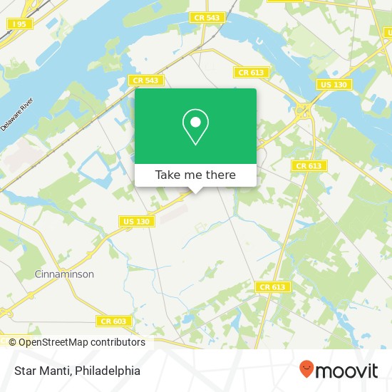 Mapa de Star Manti, 4000 Route 130 Delran, NJ 08075