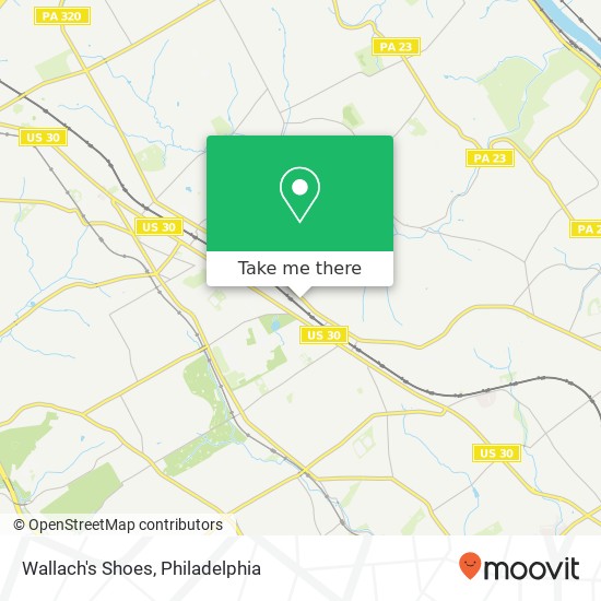 Mapa de Wallach's Shoes, 21 Station Rd Haverford, PA 19041