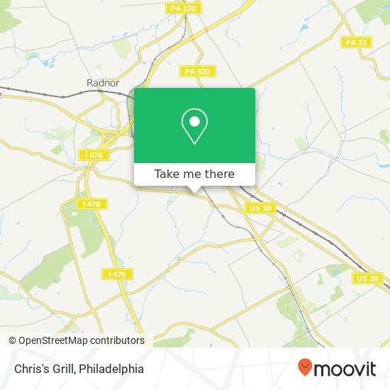 Mapa de Chris's Grill, 908 Conestoga Rd Bryn Mawr, PA 19010