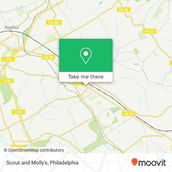 Mapa de Scout and Molly's, 823 W Lancaster Ave Bryn Mawr, PA 19010