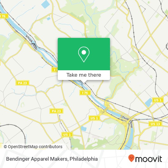 Mapa de Bendinger Apparel Makers, 10 Shurs Ln Philadelphia, PA 19127