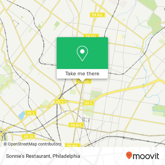 Mapa de Sonnie's Restaurant, 4938 N Broad St Philadelphia, PA 19141