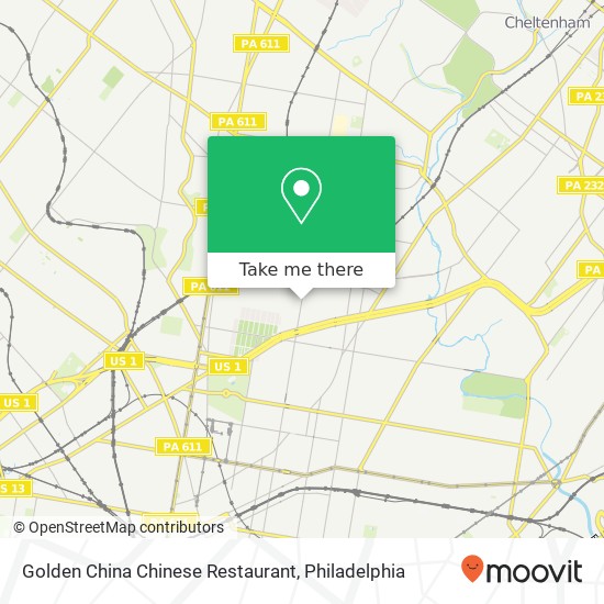 Mapa de Golden China Chinese Restaurant, 5006 N 5th St Philadelphia, PA 19120