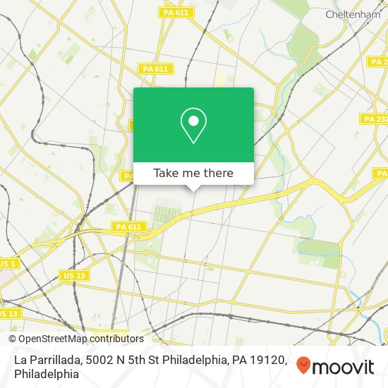 Mapa de La Parrillada, 5002 N 5th St Philadelphia, PA 19120