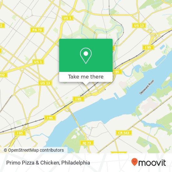 Mapa de Primo Pizza & Chicken, 7100 Edmund St Philadelphia, PA 19135