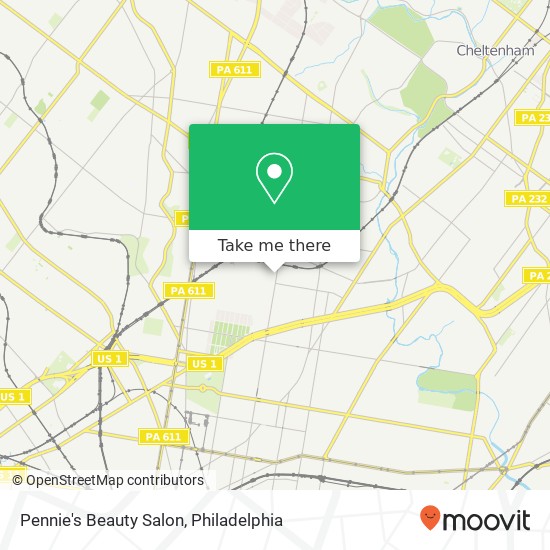 Mapa de Pennie's Beauty Salon, 5242 N 5th St Philadelphia, PA 19120