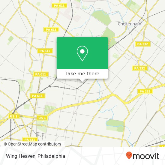 Mapa de Wing Heaven, 101 E Olney Ave Philadelphia, PA 19120