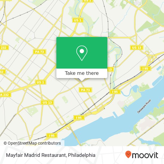 Mapa de Mayfair Madrid Restaurant, 7313 Frankford Ave Philadelphia, PA 19136