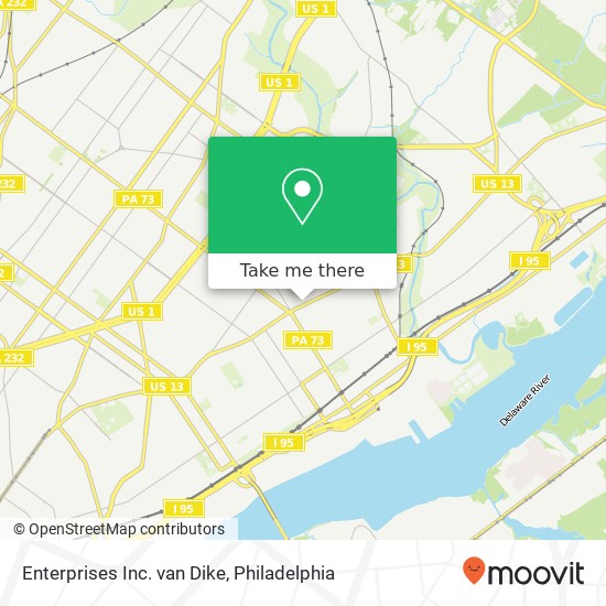 Mapa de Enterprises Inc. van Dike, 7358 Frankford Ave Philadelphia, PA 19136
