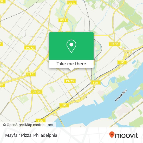 Mayfair Pizza map