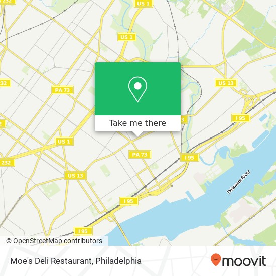 Mapa de Moe's Deli Restaurant, 7360 Frankford Ave Philadelphia, PA 19136