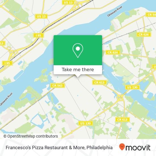 Mapa de Francesco's Pizza Restaurant & More, 228 S Pavilion Ave Riverside, NJ 08075