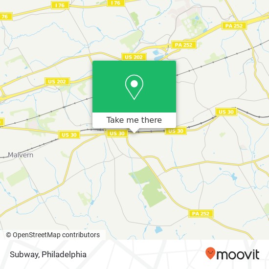 Mapa de Subway, 1776 E Lancaster Ave Paoli, PA 19301