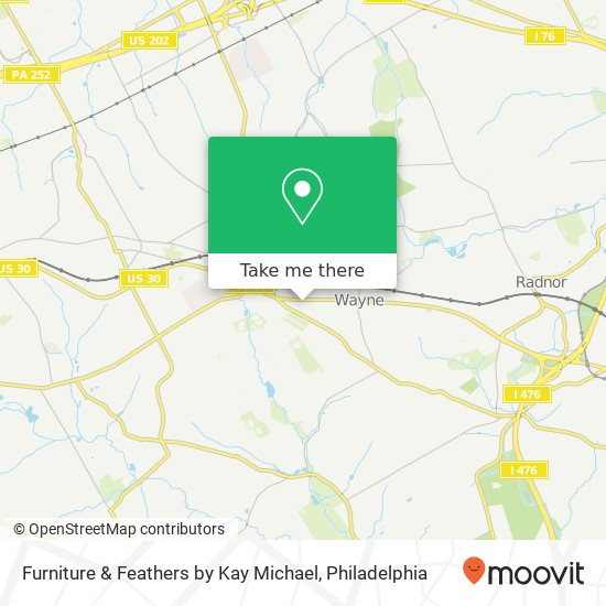 Mapa de Furniture & Feathers by Kay Michael, 354 W Lancaster Ave Wayne, PA 19087