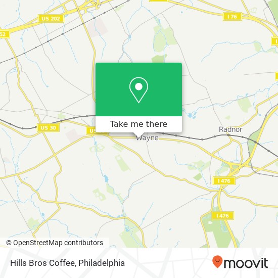 Mapa de Hills Bros Coffee, 130 W Lancaster Ave Wayne, PA 19087