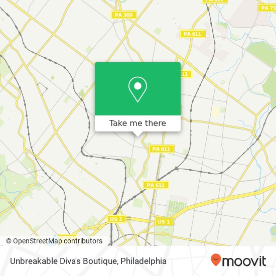 Mapa de Unbreakable Diva's Boutique, 5762 Kemble Ave Philadelphia, PA 19141