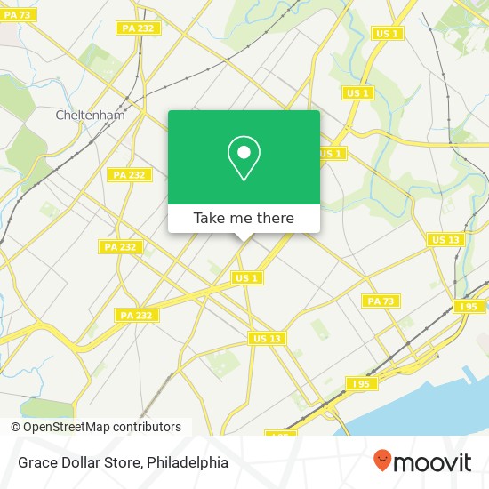 Mapa de Grace Dollar Store, 6900 Bustleton Ave Philadelphia, PA 19149