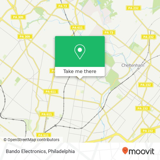 Mapa de Bando Electronics, 416 Oak Lane Rd Philadelphia, PA 19126