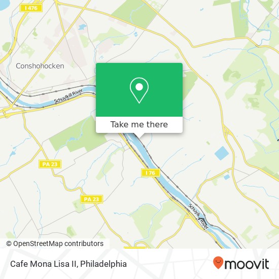 Mapa de Cafe Mona Lisa II, 1000 River Rd Conshohocken, PA 19428
