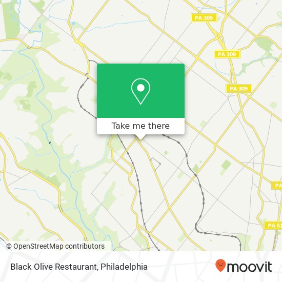 Mapa de Black Olive Restaurant, 22 E Mount Airy Ave Philadelphia, PA 19119