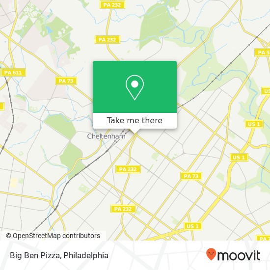 Mapa de Big Ben Pizza, 7266 Rising Sun Ave Philadelphia, PA 19111