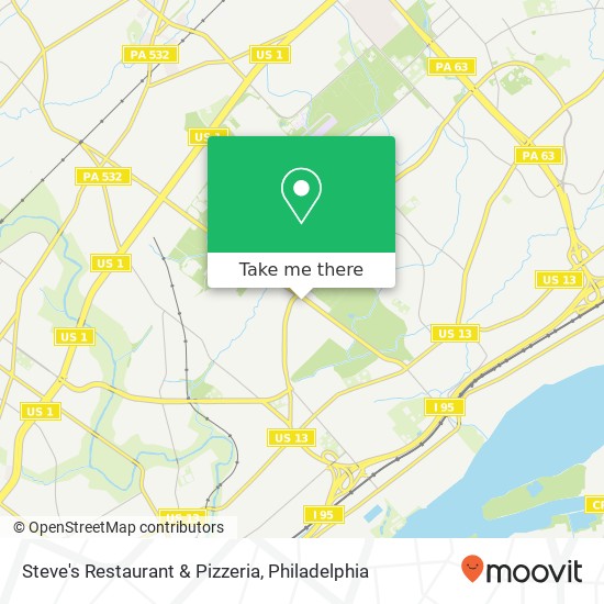 Mapa de Steve's Restaurant & Pizzeria, 3330 Grant Ave Philadelphia, PA 19114