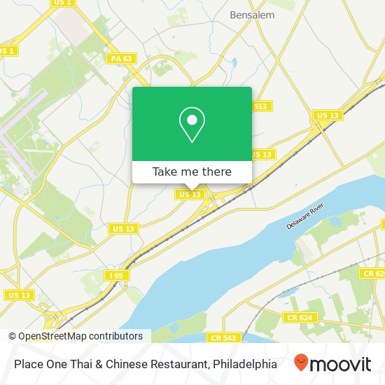 Mapa de Place One Thai & Chinese Restaurant, 1336 Bristol Pike Bensalem, PA 19020